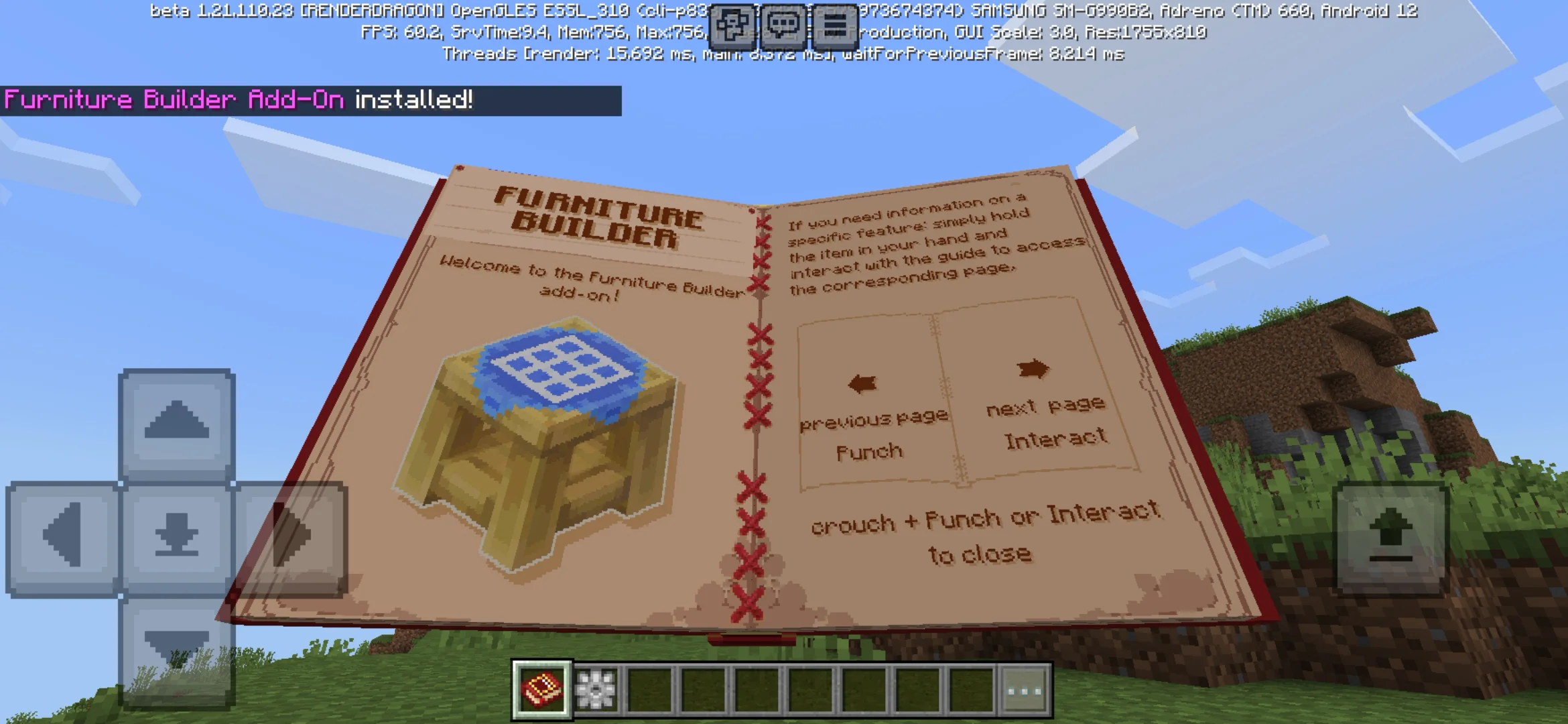 Book from Furniture Builder Mod for Minecraft PE