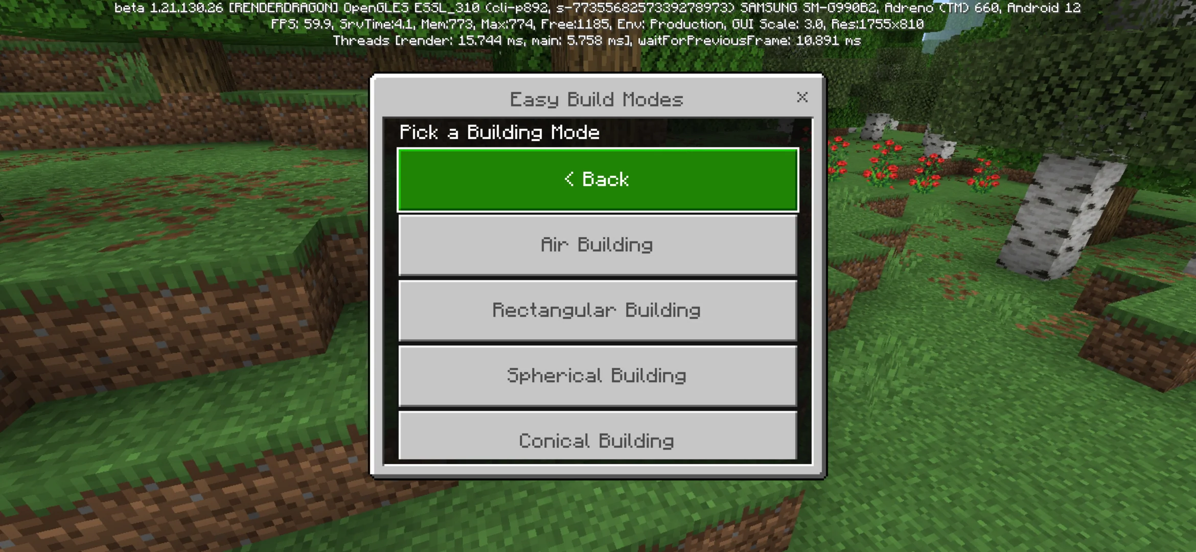 Building from Effortless Building Mod for Minecraft PE