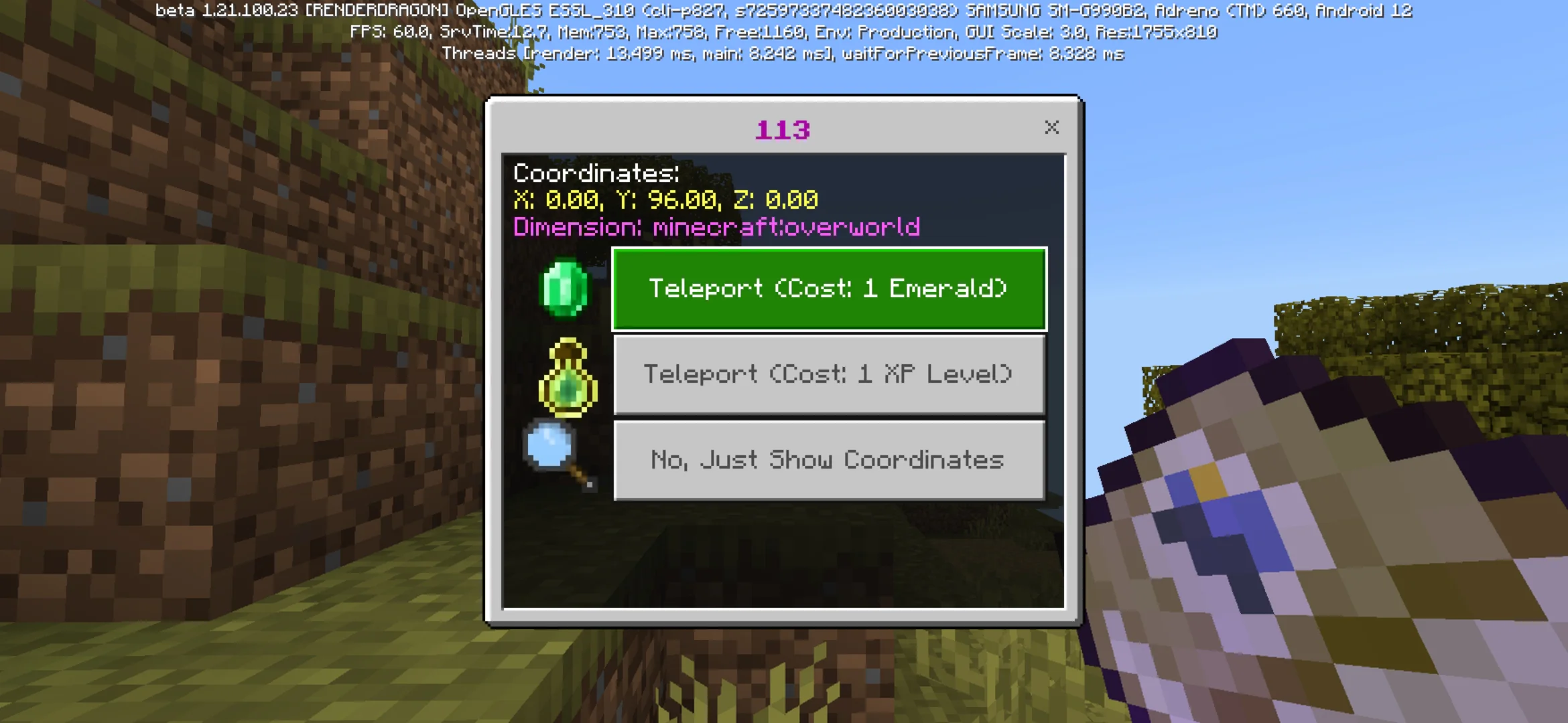 Coordinate from Location Diary Mod for Minecraft PE