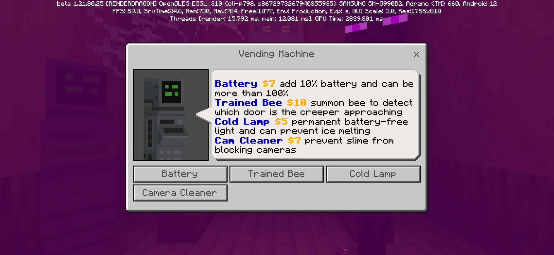 Dialog from Night Shift Map for Minecraft PE