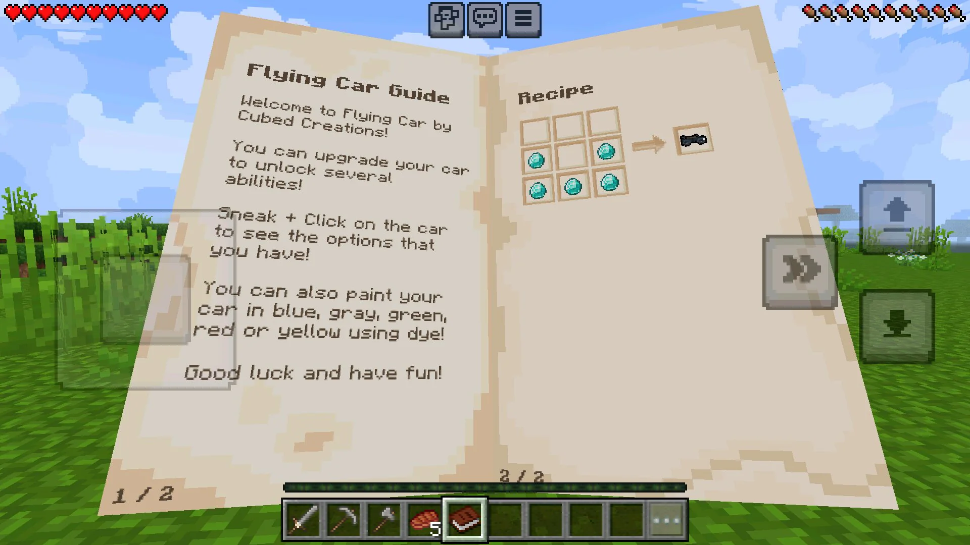 Guide from Flying Cars Mod for Minecraft PE