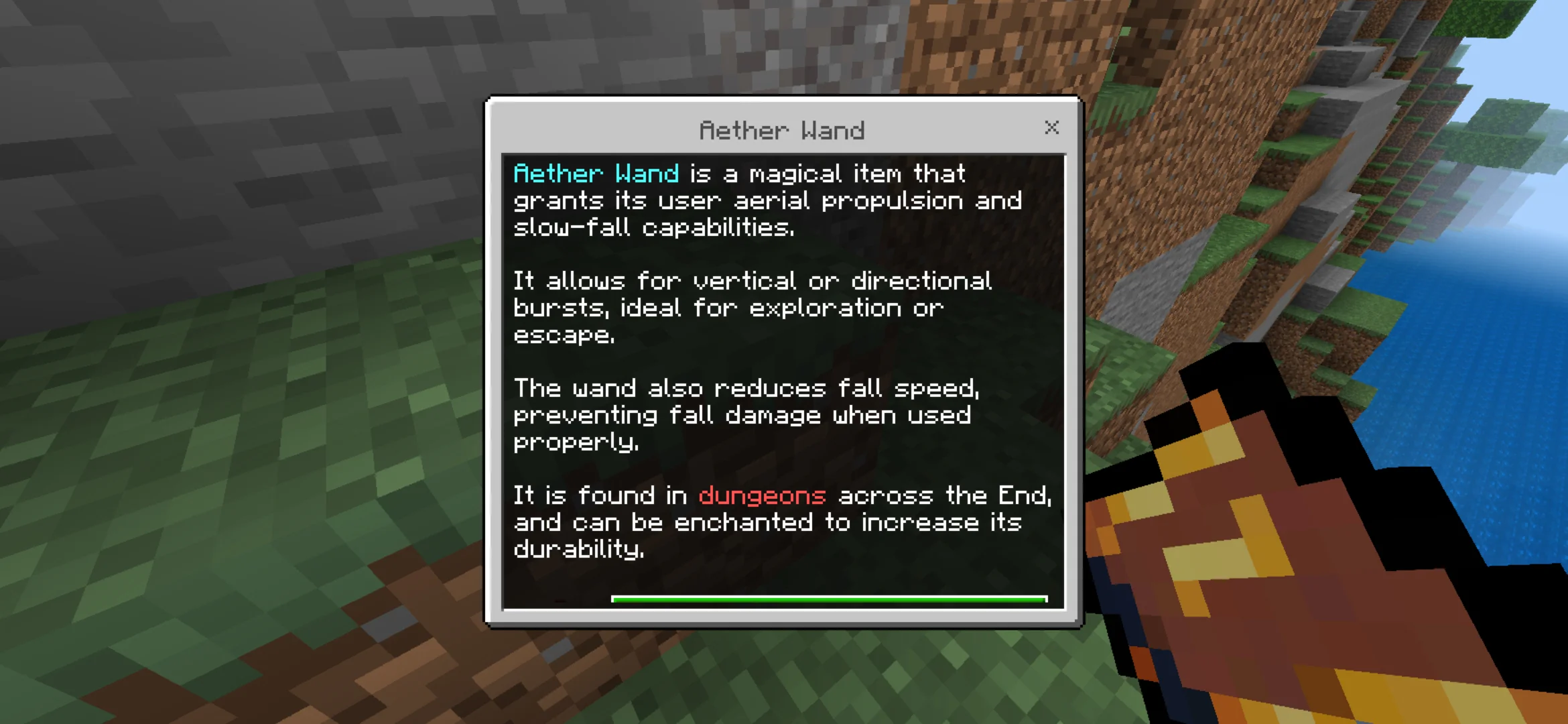 Info from Beyond the End Mod for Minecraft PE