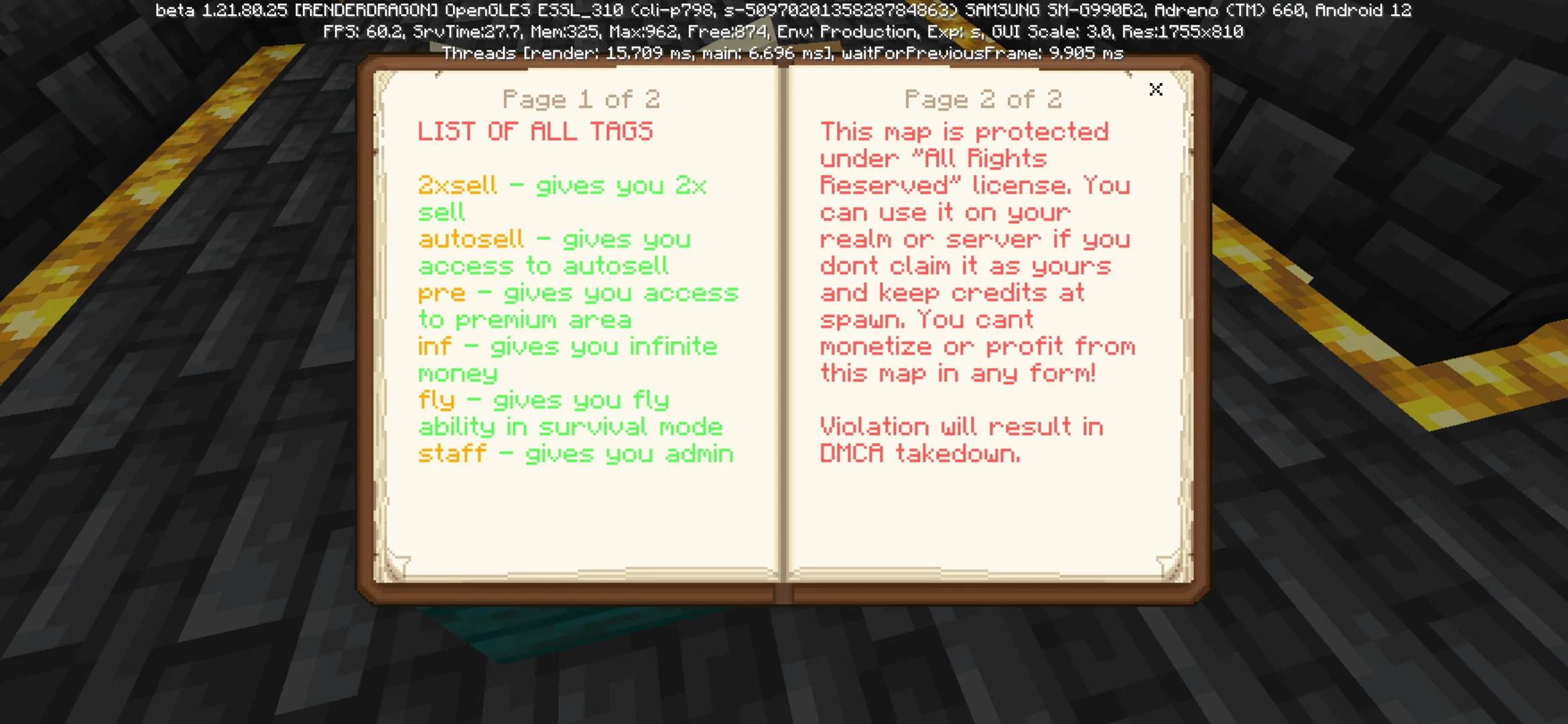 Info from SkyGen S2 Map for Minecraft PE