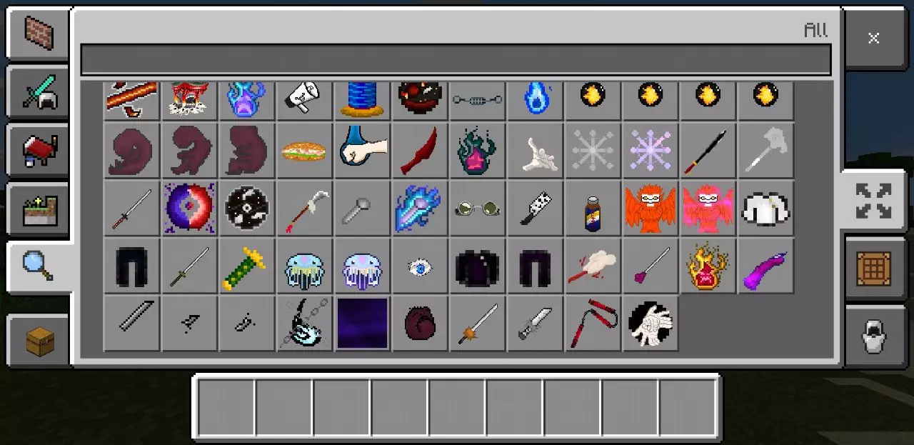 Inventory from Jujutsu Kaisen Mod for Minecraft PE