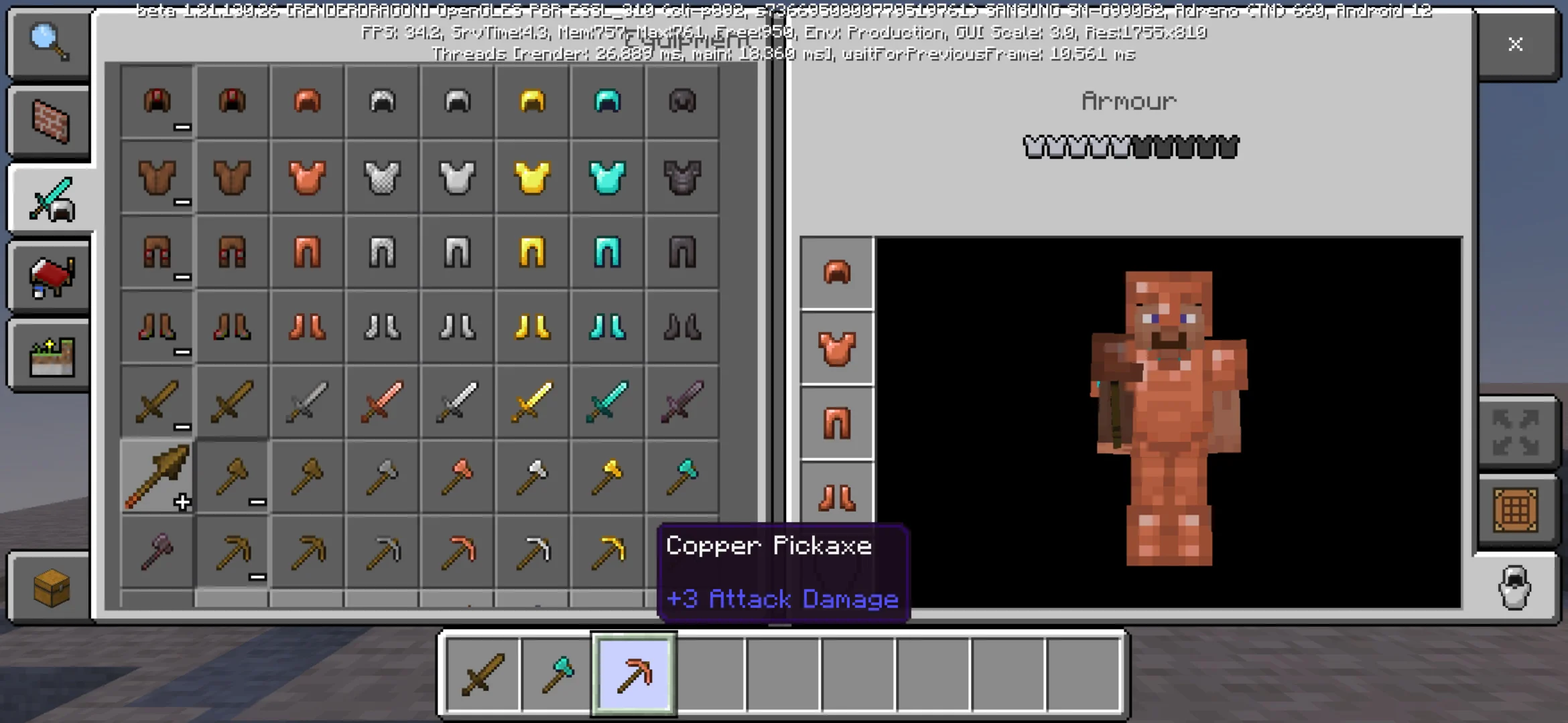 Inventory from Mini Items Mod for Minecraft PE