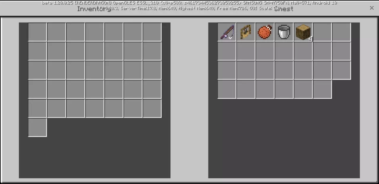 Inventory from Raft Survival Map for Minecraft PE