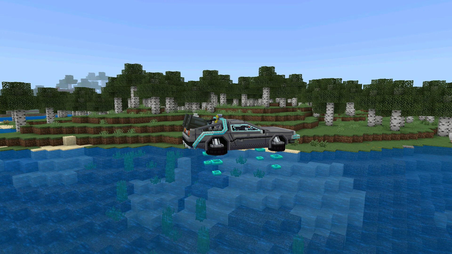 On the river from Flying Cars Mod for Minecraft PE