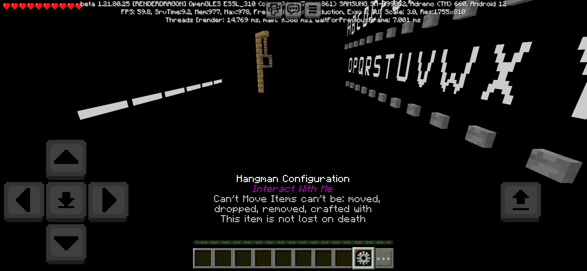 Option from Hangman Map for Minecraft PE