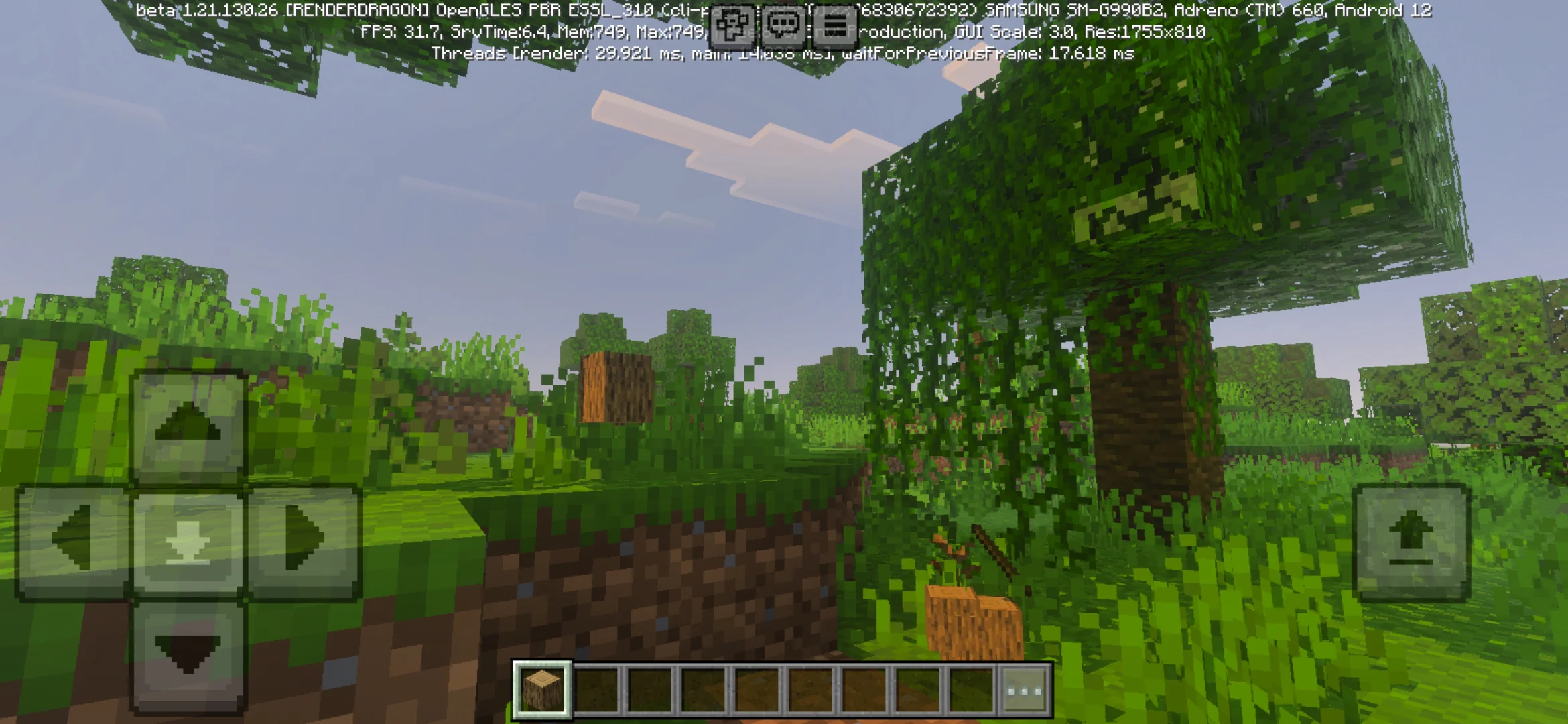 Options from Tree Harvester Mod for Minecraft PE