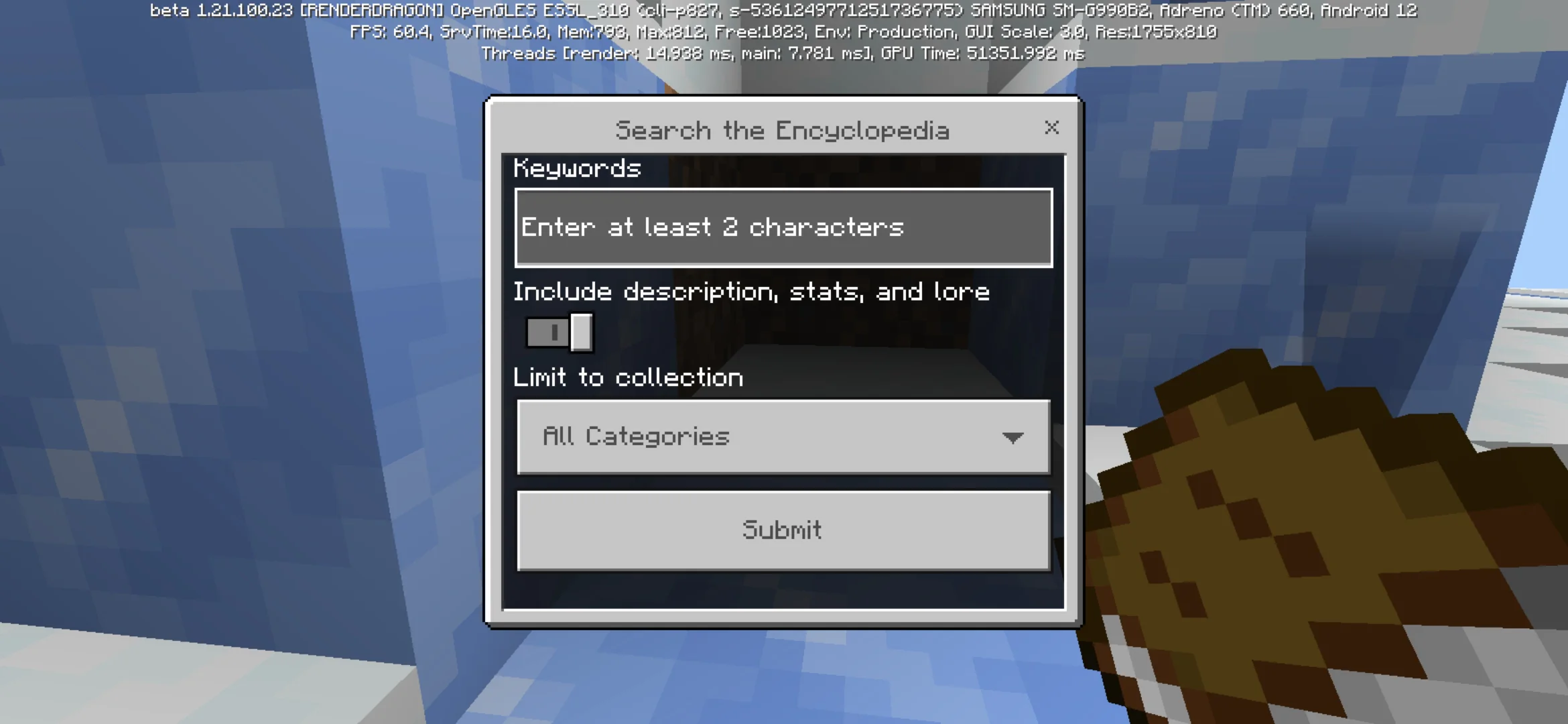 Search from Pocket Wikipedia Mod for Minecraft PE