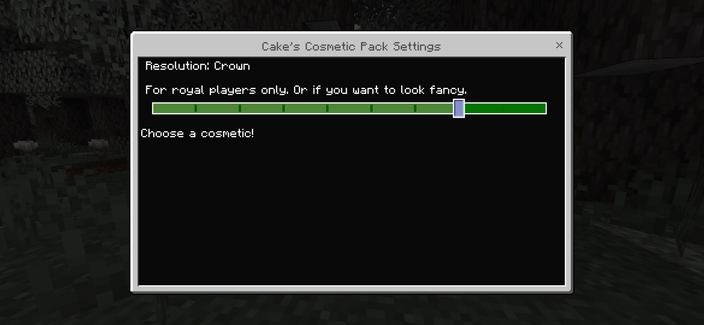 Settings from Cakes Cosmetic Texture Pack for Minecraft PE