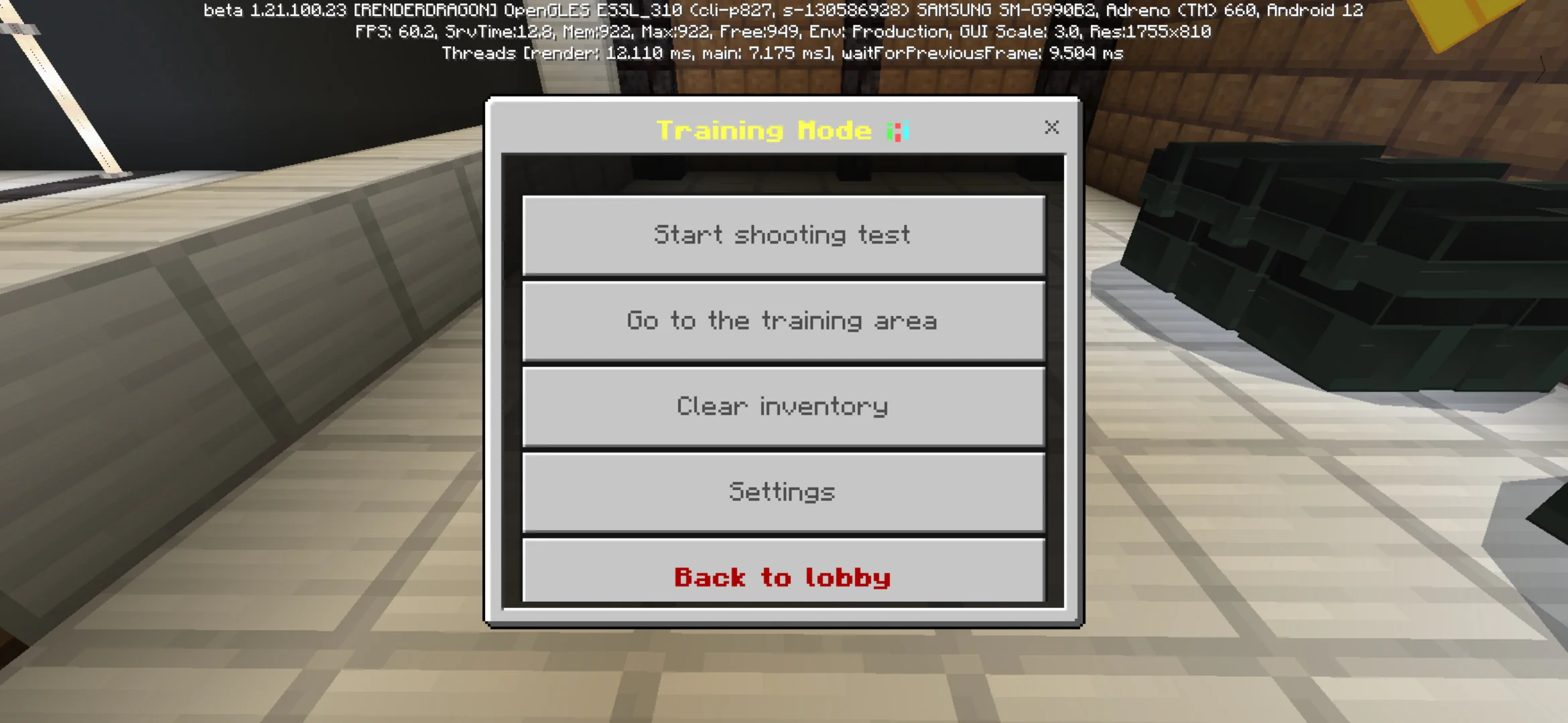 Settings from Gun World Map for Minecraft PE