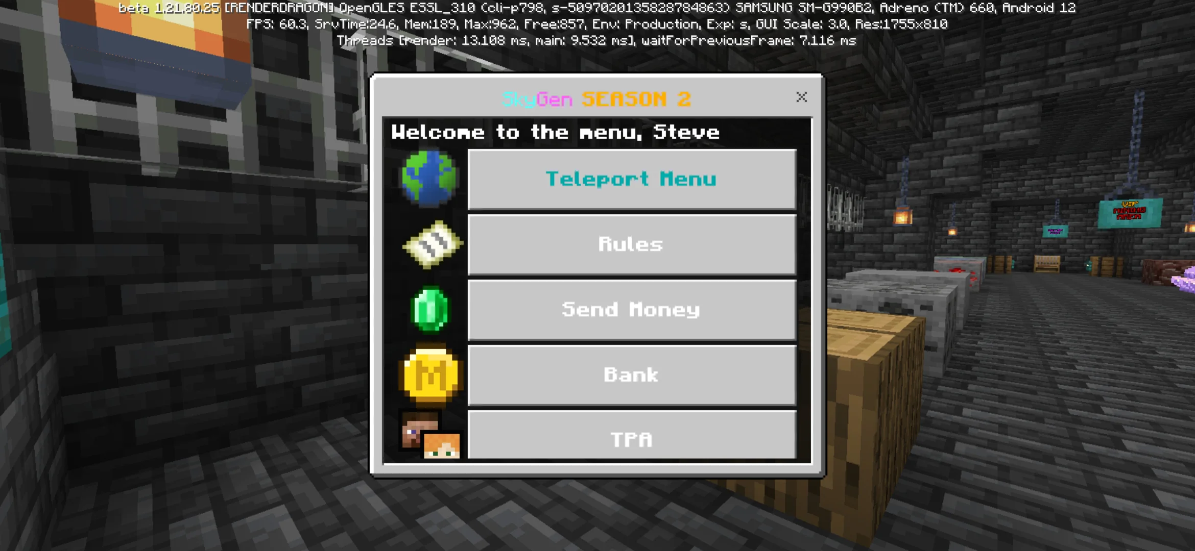 Settings from SkyGen S2 Map for Minecraft PE