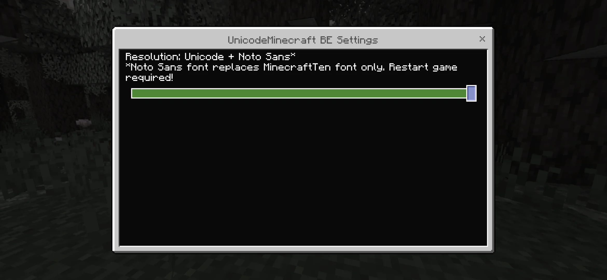 Settings from Unicode Texture Pack for Minecraft PE