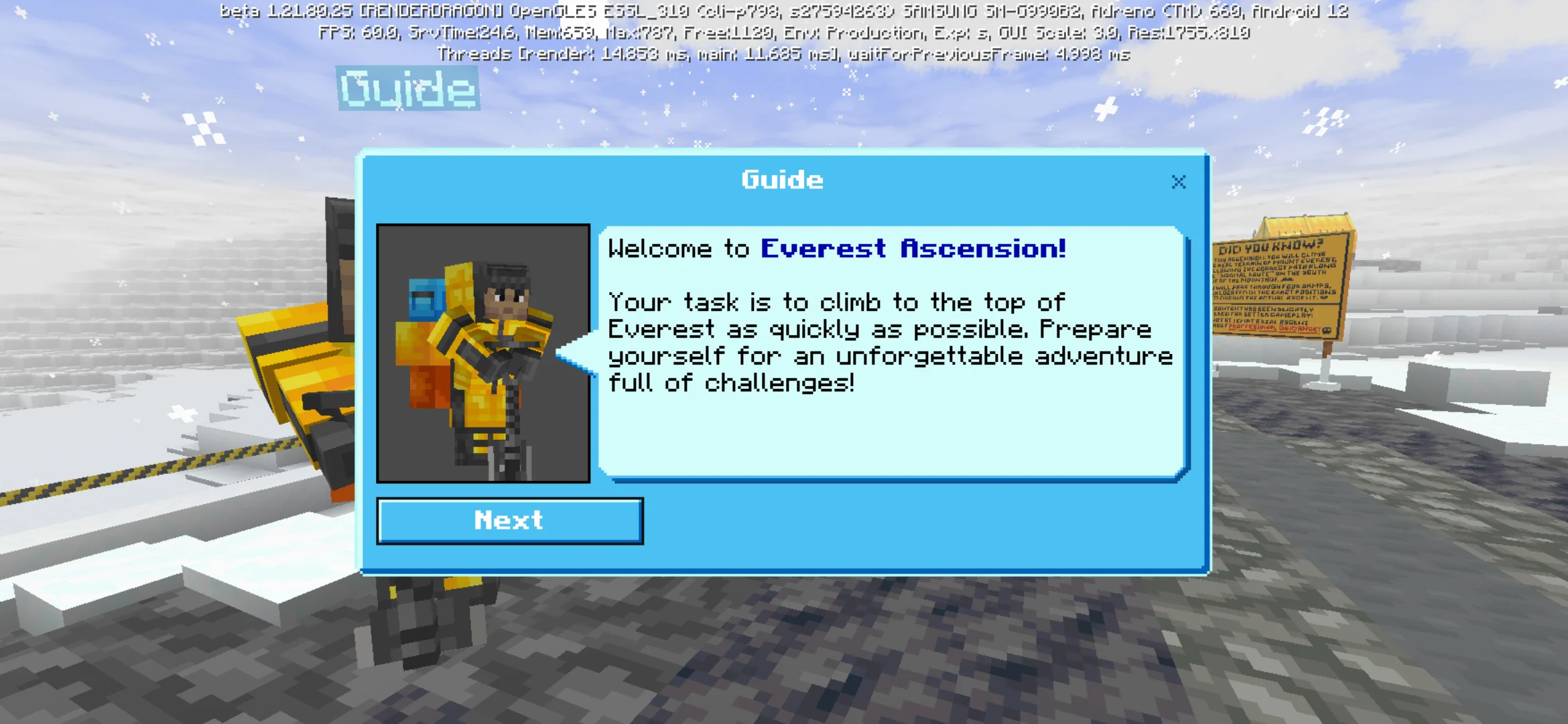 Talk from Everest Map for Minecraft PE